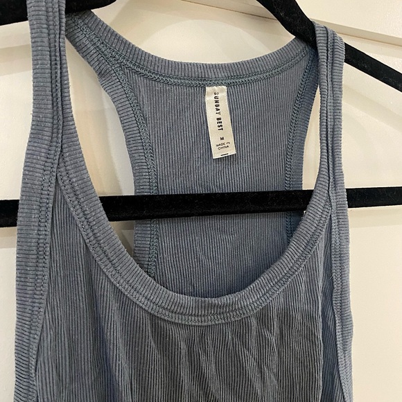 SUNDAY BEST Blue Razor Back Tank Top - Picture 1 of 4